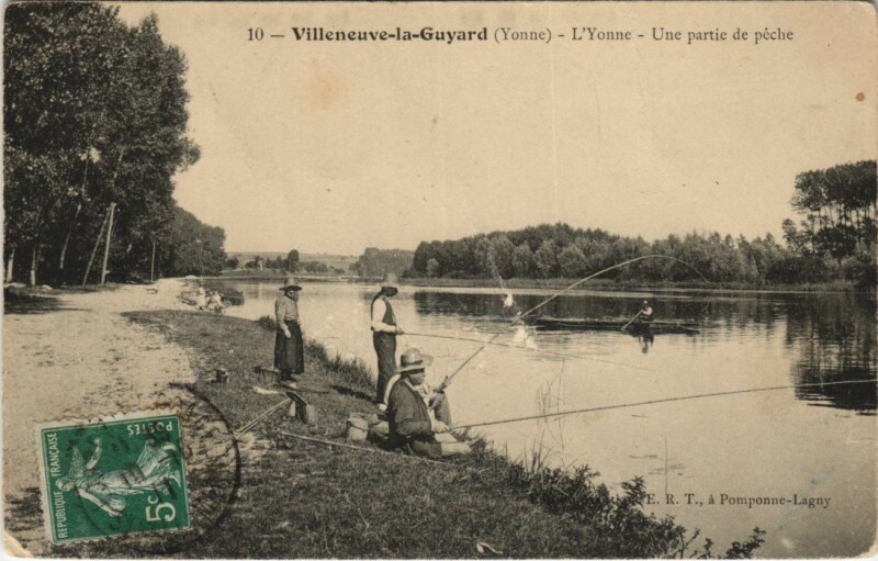 Carte postale ancienne Villeneuve la Guyard Une Partie de peche France à Villeneuve-la-Guyard