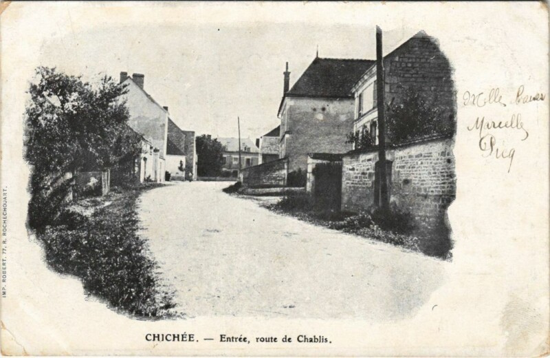 Carte postale ancienne Chichee Entree route de Chablis France à Chablis
