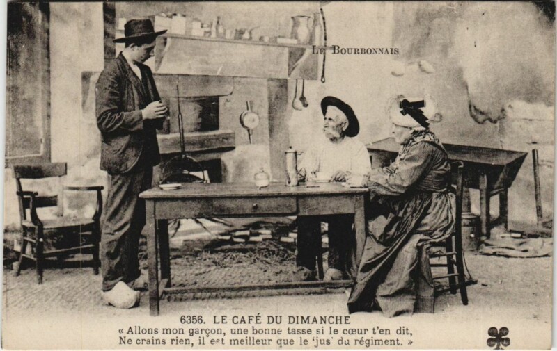 Carte postale ancienne Le Bourbonnais - Le Cafe du Dimanche
