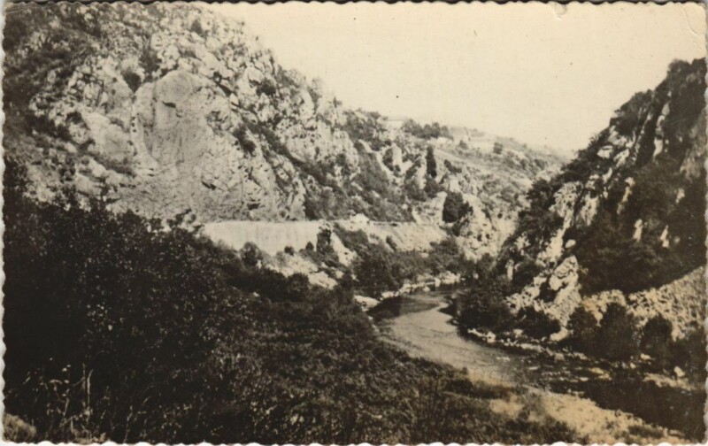 Carte postale ancienne La Sioule Longeant la Route de Chateauneuf a Ebreuil