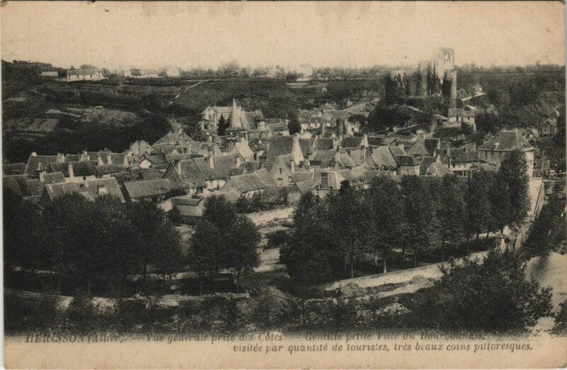Carte postale ancienne Herisson Vue Generale prise des Cotes