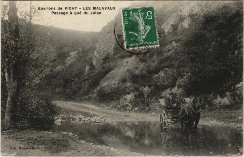 Carte postale ancienne Vichy Environs - Les Malavaux - Passage a Gue du Jolan à Vichy