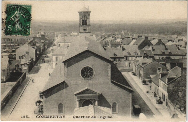 Carte postale ancienne Commentry Quartier de l'Eglise à Commentry