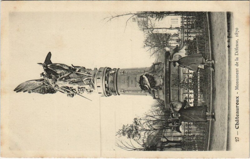 Carte postale ancienne Chateauroux Monument de la Defense 1870 France