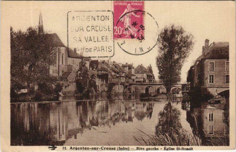 Carte postale ancienne Argenton s Creuse Eglise St.Benoit France