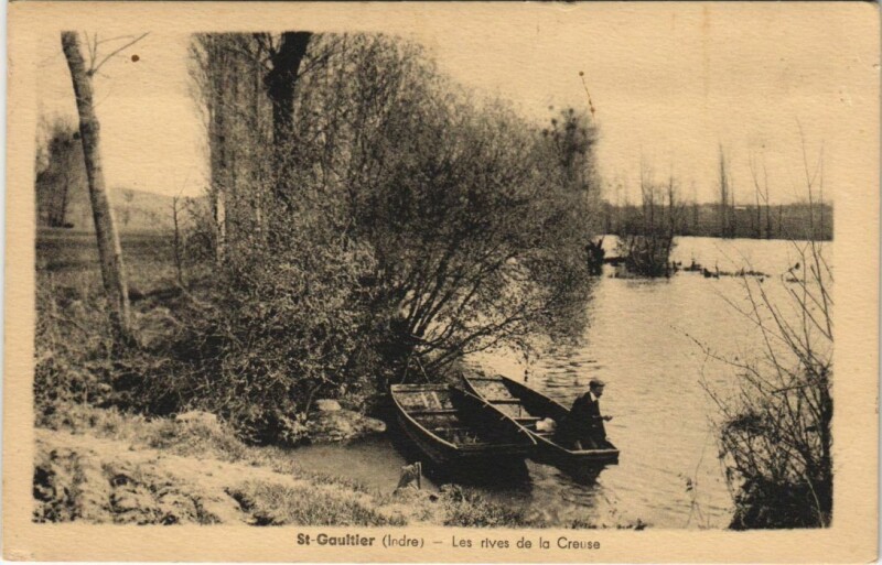 Carte postale ancienne Saint-Gaultier Les rives de la Creuse France à Saint-Gaultier