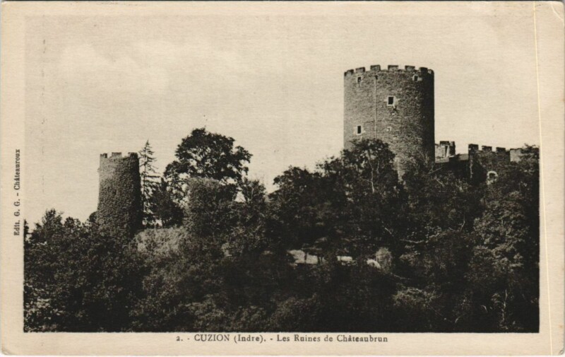 Carte postale ancienne Cuzion Les Ruines de Chateaubrun France à Cuzion