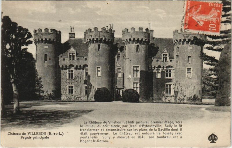Carte postale ancienne Villebon Chateau de Villebon - Facade Principale à Villebon