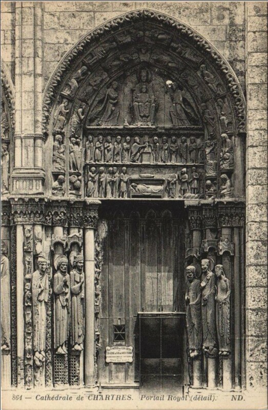 Carte postale ancienne Chartres Cathedrale - Portail Royal - Detail à Chartres