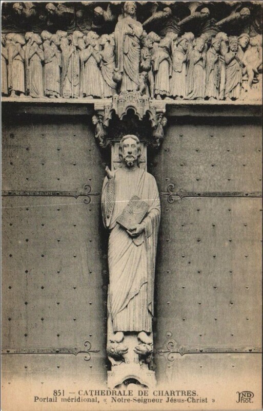 Carte postale ancienne Chartres Cathedrale - Portail Meridional - Jesus Statue à Chartres