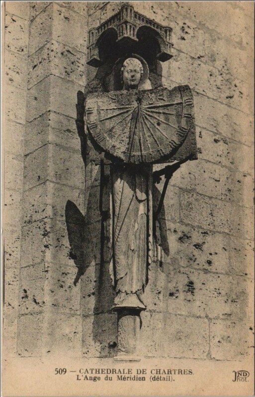 Carte postale ancienne Chartres Cathedrale - L'Ange du Meridien - Detail à Chartres