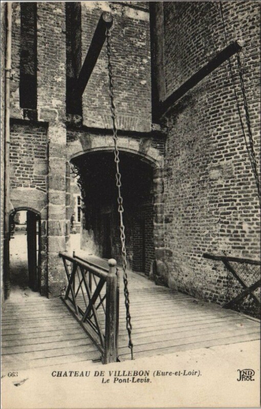 Carte postale ancienne Villebon Chateau - Le Pont-Levis à Villebon