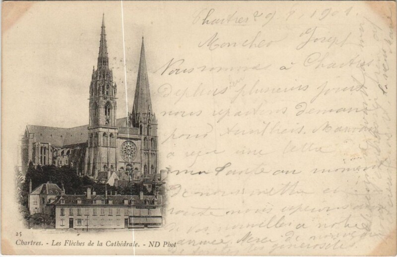 Carte postale ancienne Chartres Les Fleches de la Cathedrale France à Chartres