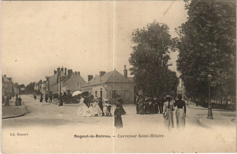 Carte postale ancienne Nogent-le-Rotrou Carrefour Saint-Hilaire France à Nogent-le-Rotrou