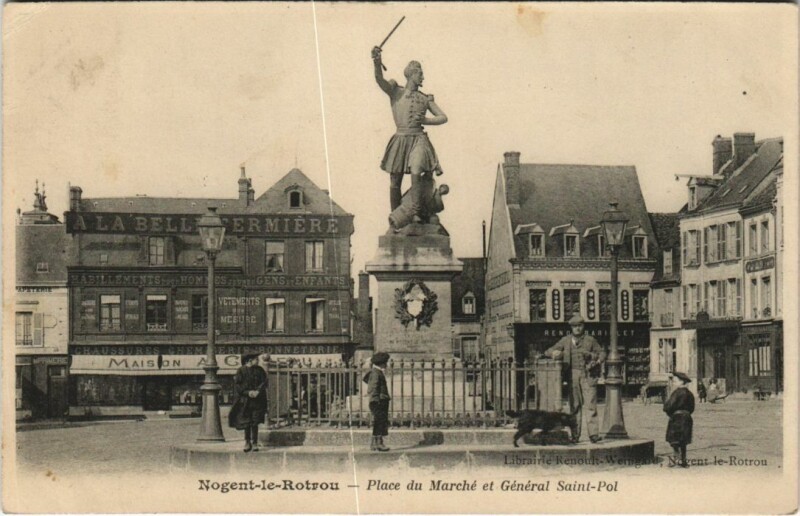 Carte postale ancienne Nogent-le-Rotrou Place du Marche et General Saint-Pol France à Nogent-le-Rotrou