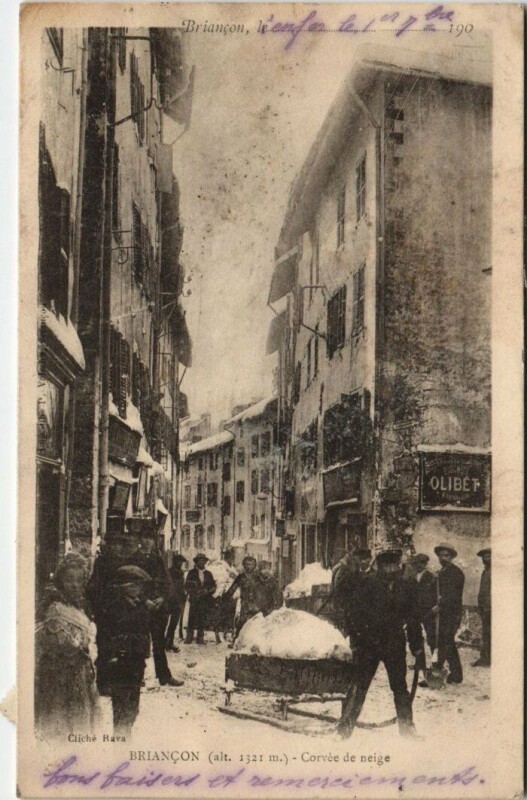 Carte postale ancienne Briancon Corvee de neige France