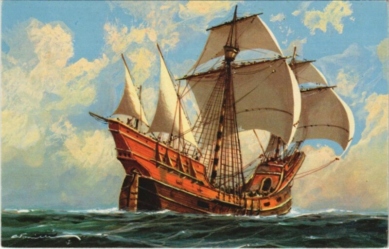 Carte postale ancienne Vaisseau Debut du Xvi. Siecle Ships