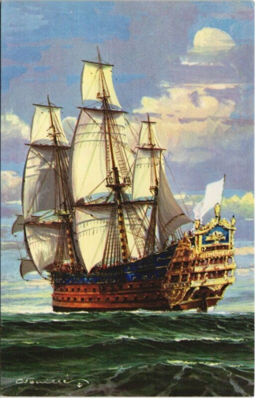 Carte postale ancienne Vaisseau Debut du Xvii. Siecle Ships