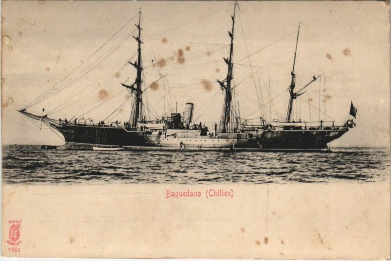 Carte postale ancienne Baquedano - Chilien Ships