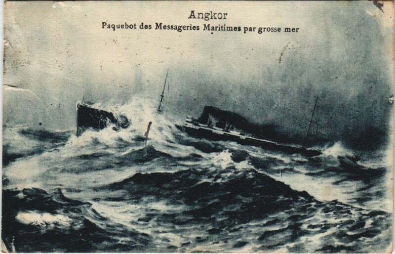 Carte postale ancienne Angkor - Paquebot des Messageries Maritimes Ships