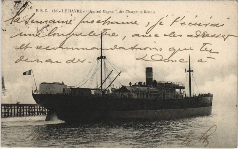 Carte postale ancienne Amiral Magon des Chargeurs Reunis Ships