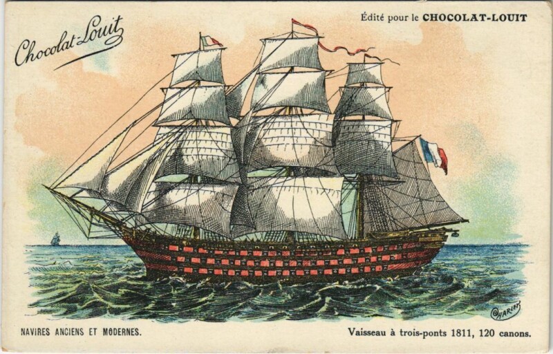 Carte postale ancienne Vaisseau a Trois-Ponts - 120 Canons - 1811 Ships