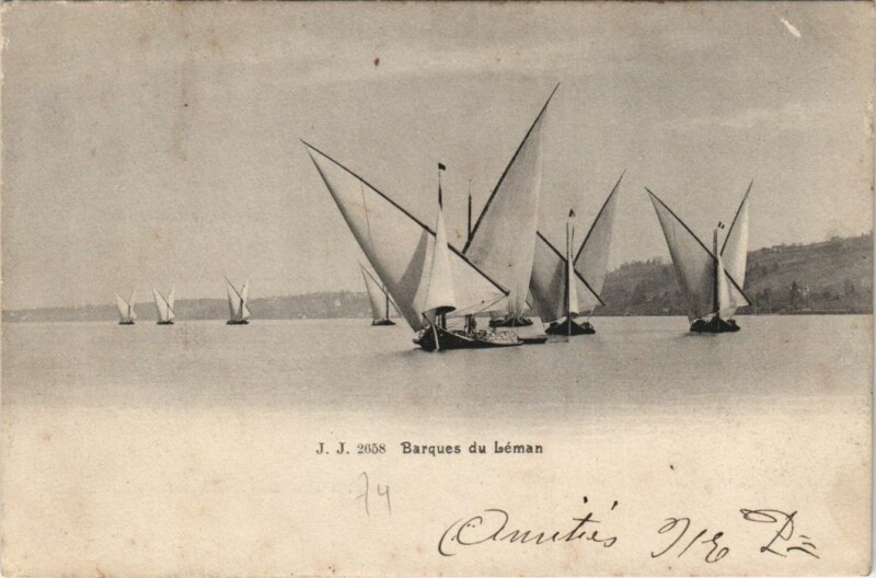 Carte postale ancienne Barques du Leman Ships