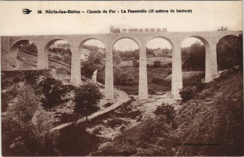 Carte postale ancienne Neris les Bains Chemin de Fer ,La Passerelle