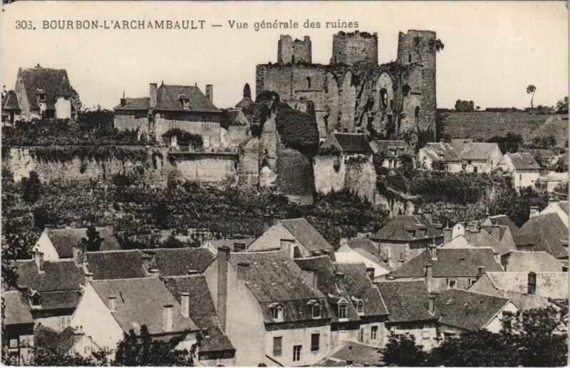 Carte postale ancienne Bourbon-l'Archambault vue generale des ruines à Bourbon-l'Archambault