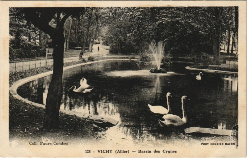 Carte postale ancienne Vichy Bassin des Cygnes à Vichy