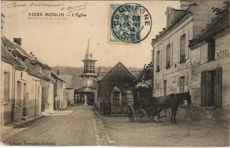 Carte postale ancienne Vieux-Moulin L'Eglise à Vieux-Moulin