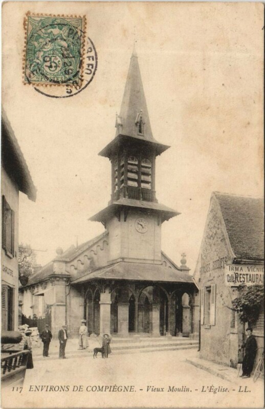 Carte postale ancienne Vieux-Moulin L'Eglise à Vieux-Moulin