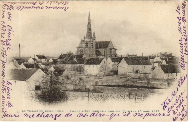 Carte postale ancienne Baron Jeanne d'Arc Communia dans son Eglise le 15 Aout 1429 à Baron