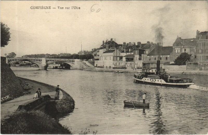 Carte postale ancienne Compiegne Vue sur l'Oise