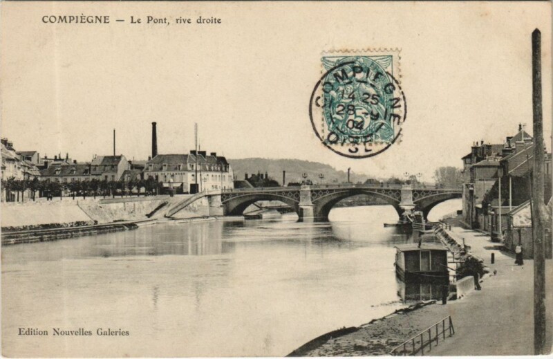 Carte postale ancienne Compiegne Le Pont - Rive Droite