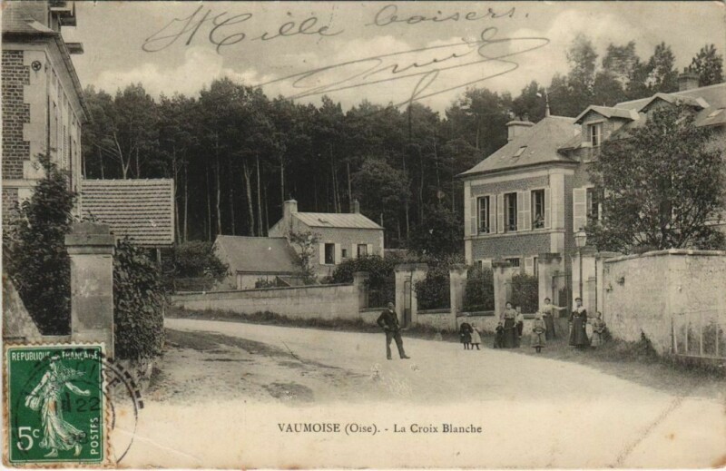 Carte postale ancienne Vaumoise La Croix Blanche à Vaumoise