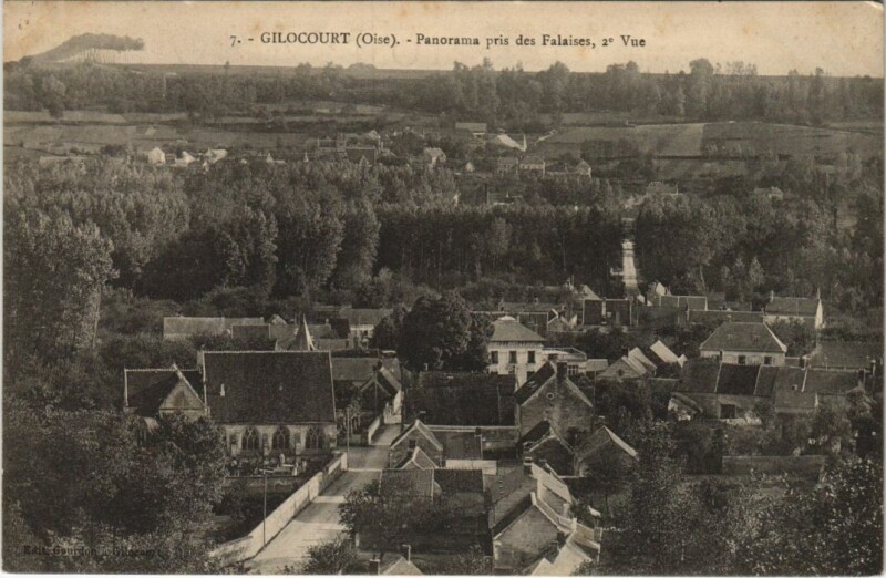 Carte postale ancienne Gilocourt Panorama pris des Falaises à Gilocourt