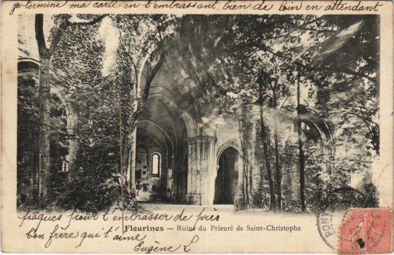 Carte postale ancienne Fleurines Ruine du Prieure de Saint-Christophe à Fleurines