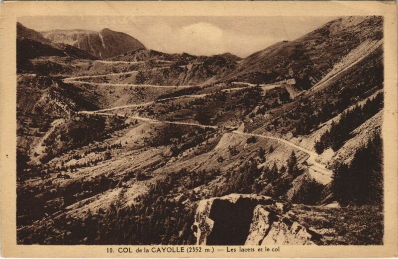 Carte postale ancienne Col de la Cayolle - Les Lacets et le Col