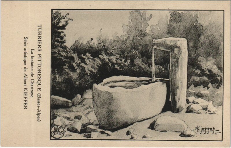 Carte postale ancienne Turriers La Fontaine de Chastraye à Turriers