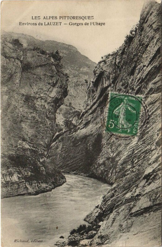Carte postale ancienne Le Lauzet-Ubaye Le Lauzet Environs - Gorges de l'Ubaye à Auzet