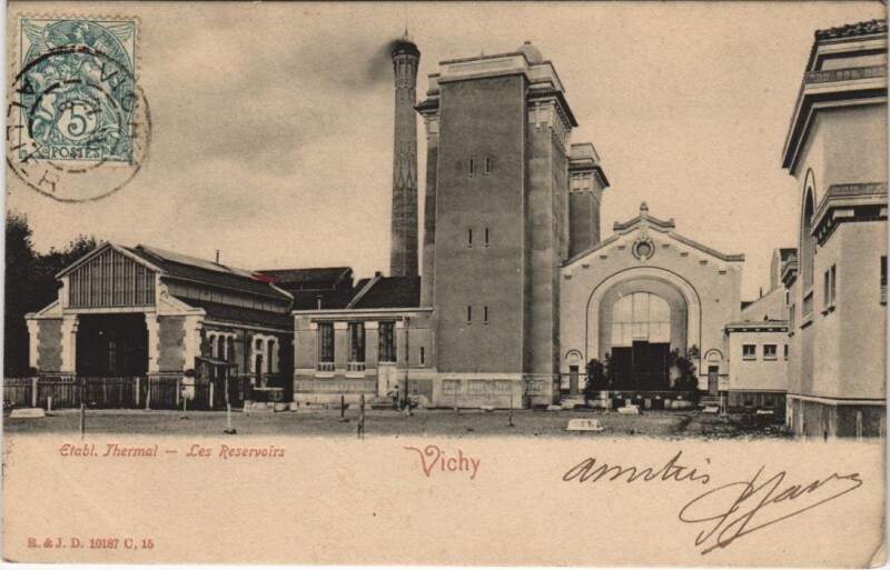 Carte postale ancienne Vichy Etablissement Thermal , Les Reservoirs à Vichy