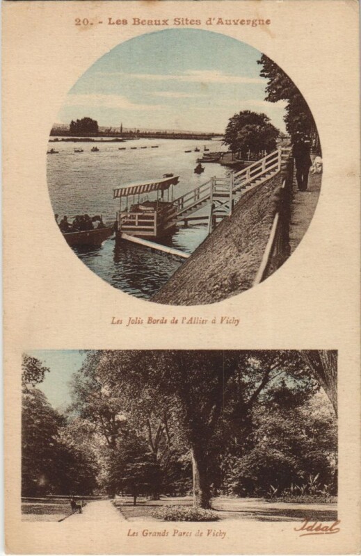 Carte postale ancienne Vichy Les Jolis Bords de l'Allier - Les Grands Parcs à Vichy