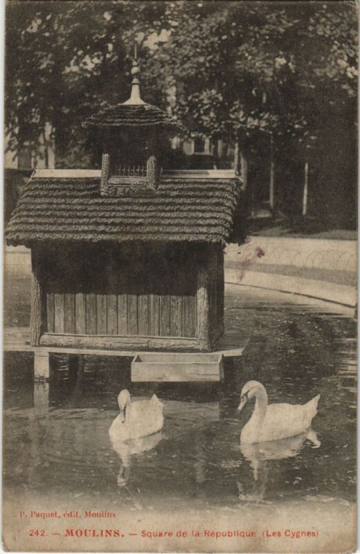 Carte postale ancienne Moulins Square de la Republique - Les Cygnes à Moulins