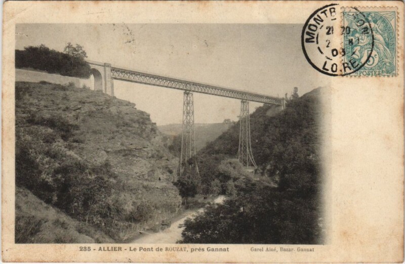 Carte postale ancienne Le Pont du Rouzat pres Gannat à Gannat