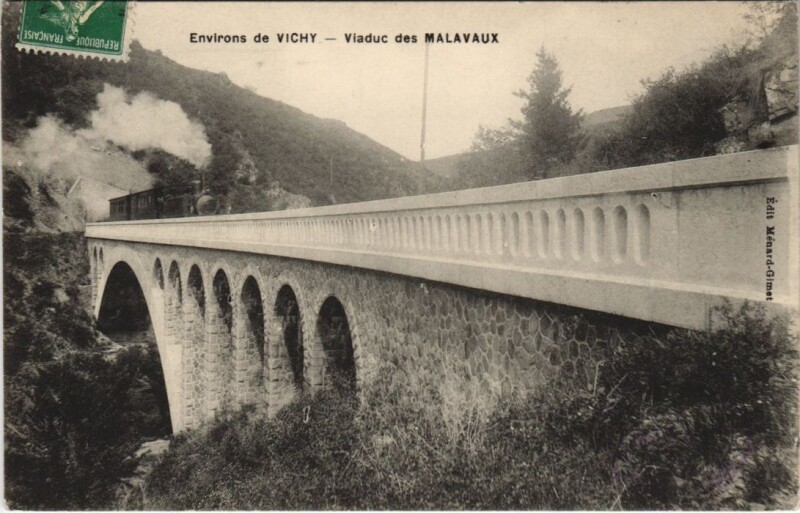 Carte postale ancienne Vichy Environs - Viaduc des Malavaux à Vichy