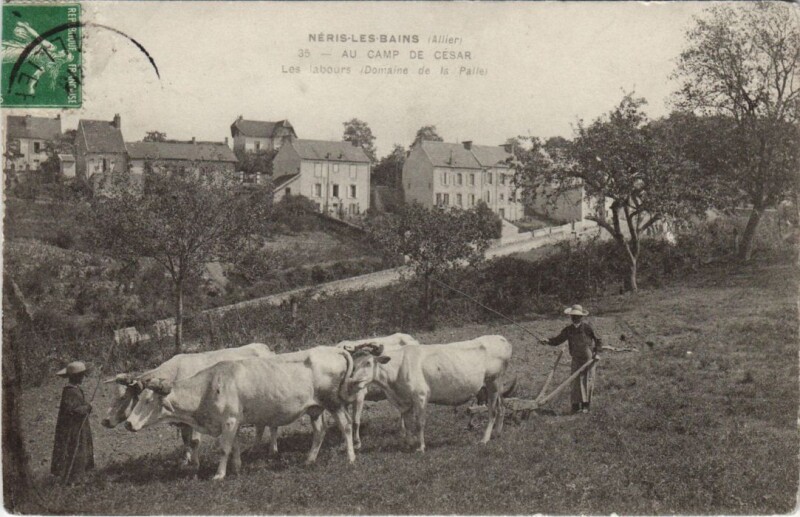Carte postale ancienne Neris-les-Bains Au Camp de Cesar - Les Labours