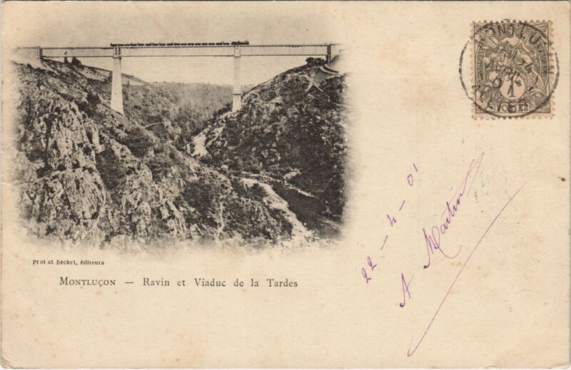 Carte postale ancienne Montlucon Ravin et Viaduc de la Tardes