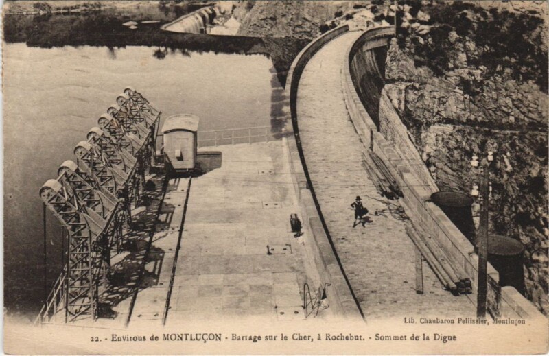 Carte postale ancienne Teillet-Argenty Barrage sur le Cher a Rochebut - Montlucon Env. à Teillet-Argenty
