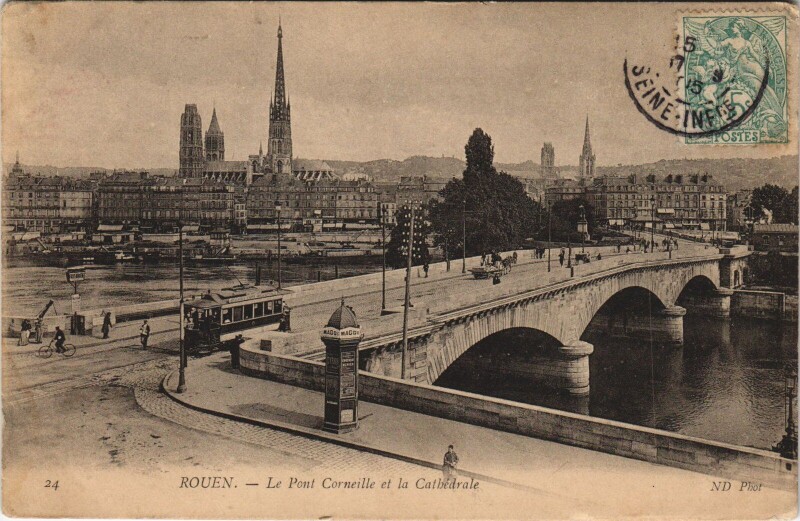 Carte postale ancienne Rouen - Le pont corneille à Rouen